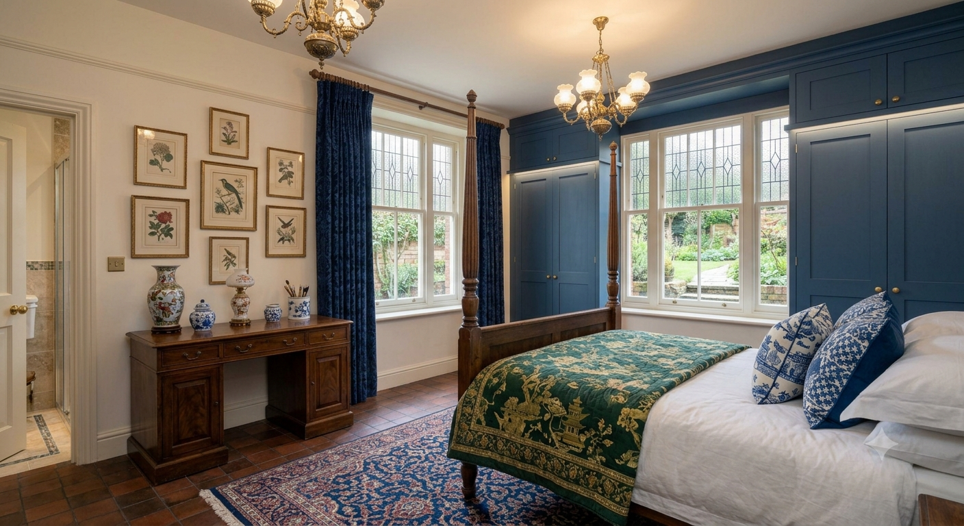 Principal Bedroom - Spacious bedroom with fitted wardrobes and garden views