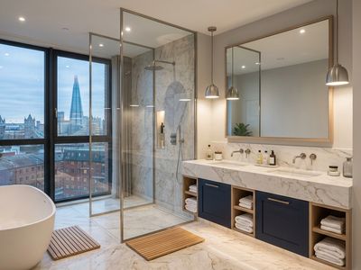 Bathroom - Marble en-suite with freestanding bath and walk-in shower